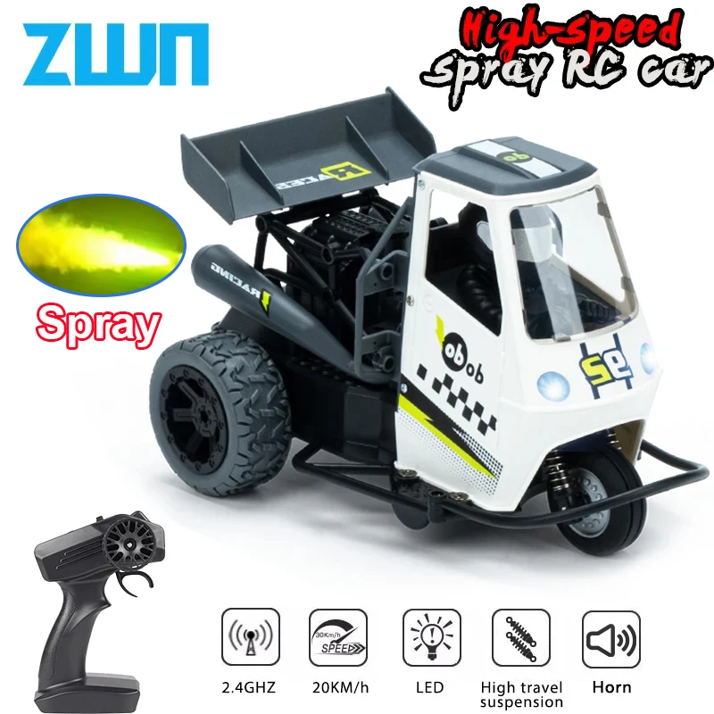 ZWN S915 Three Wheels RC Motorcycle With Light Spray 2.4G Remote Control Electric High Speed Emulation Motorcycles Toys For Kids