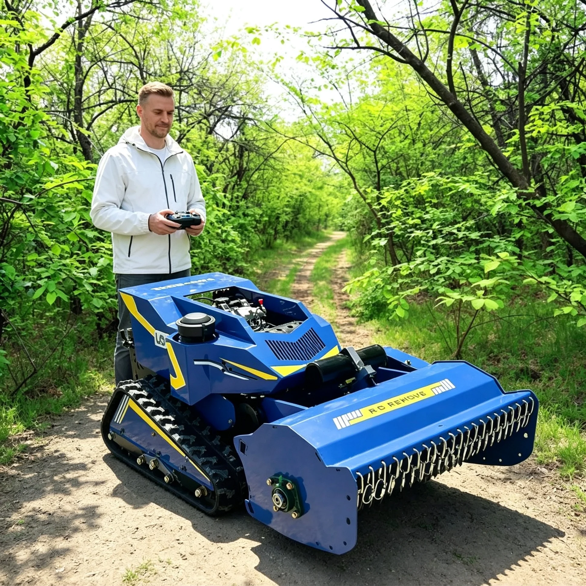 Customized zero turn intelligent lawn mower with industrial remote‑control system, adjustable cutting width, great for roadside