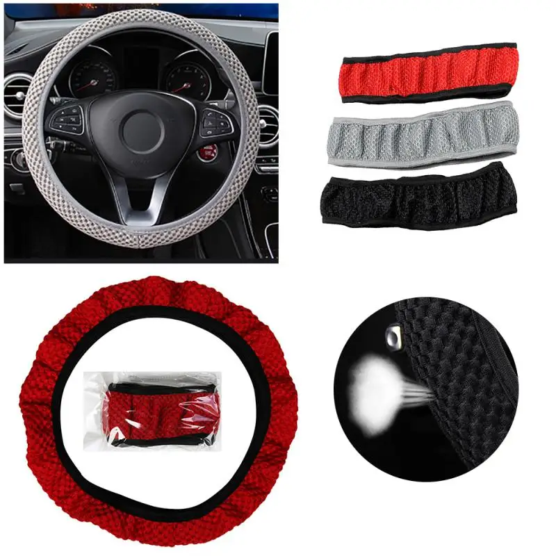 Car Steering Wheel Cover Skidproof Durable Fabric Soft Steering Universal Wheel Sleeve Covers Auto Interior Car Accessories