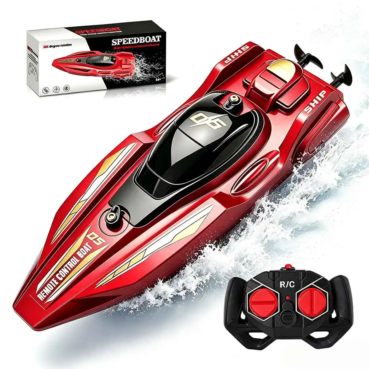 Mini Bote RC 2.4GHz, Lancha a Control Remoto Impermeable, Bote de Carreras con Doble Motor, Juguete para Piscina, Lago, Aire Libre, Regalo para Niños, Adultos y Chicos