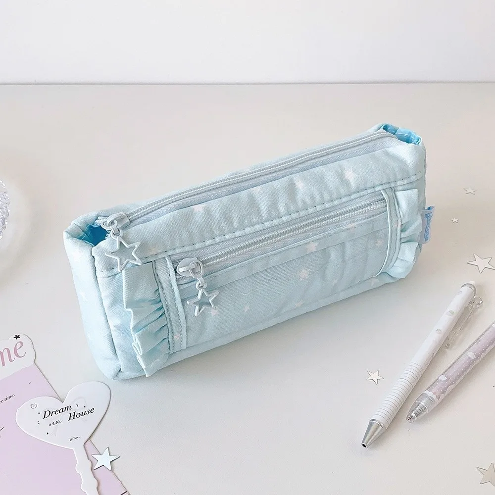 Cute Transparent window Pencil Case Star Badge Display Pen Bag Large Capacity Storage Stationery Storage Pouch Student Gift