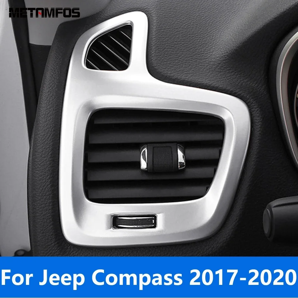 

Автомобильные аксессуары для Jeep Compass 2017 2018 2019 2020, внутренняя матовая боковая Передняя Крышка вентиляционного отверстия кондиционера, Крышка отделки рамы