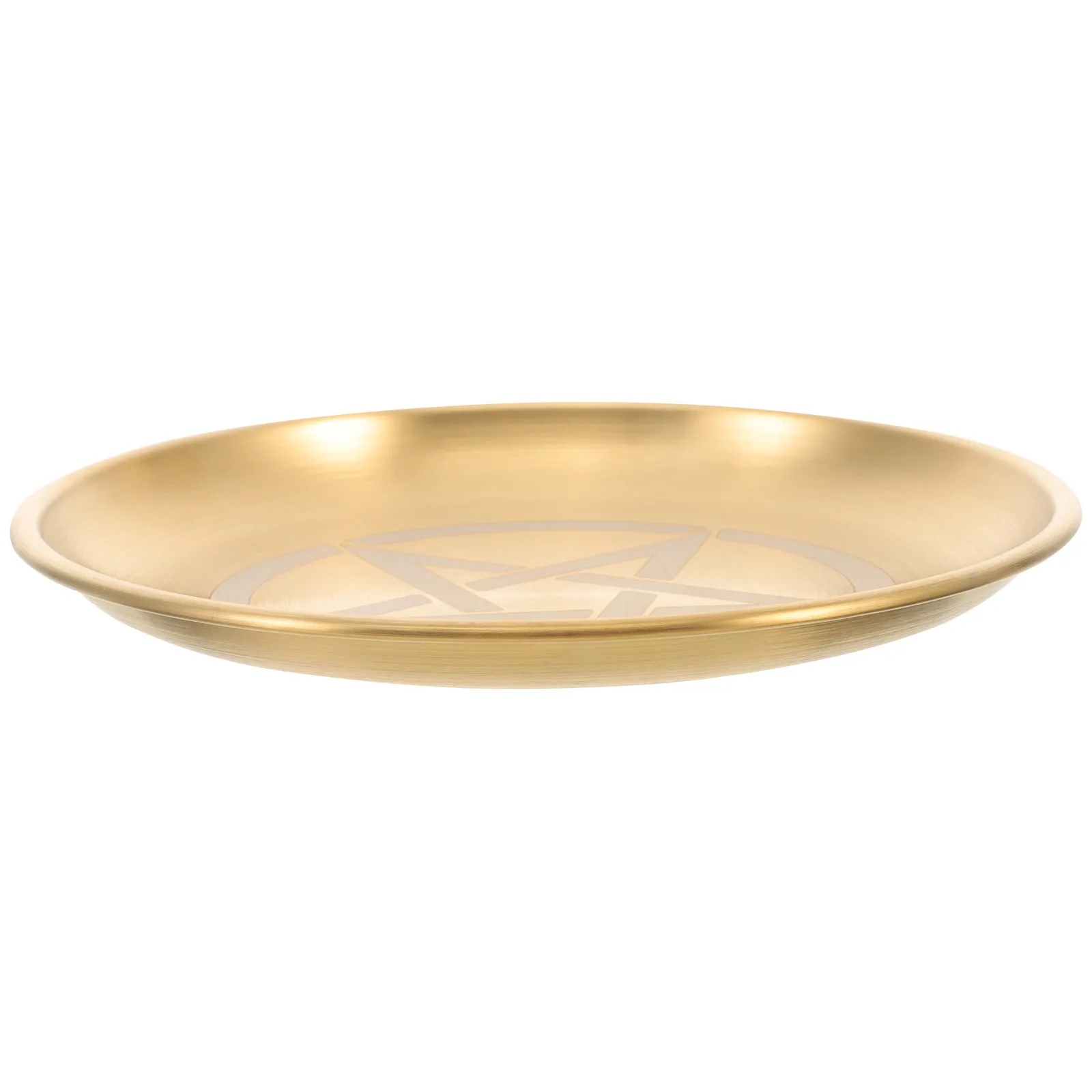

Pentagram Round Altar Tray Stainless Steel Holder Jewelry Storage Plate Ritual Display Decorative Tray Pentagram Plate