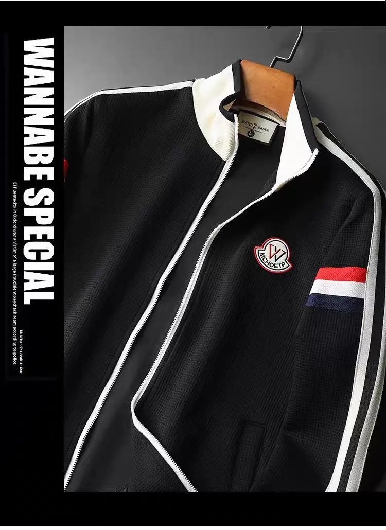 Splicing cardigan sweater men's suit jacket clothes black casual mature stable sports warm fashion spring and autumn