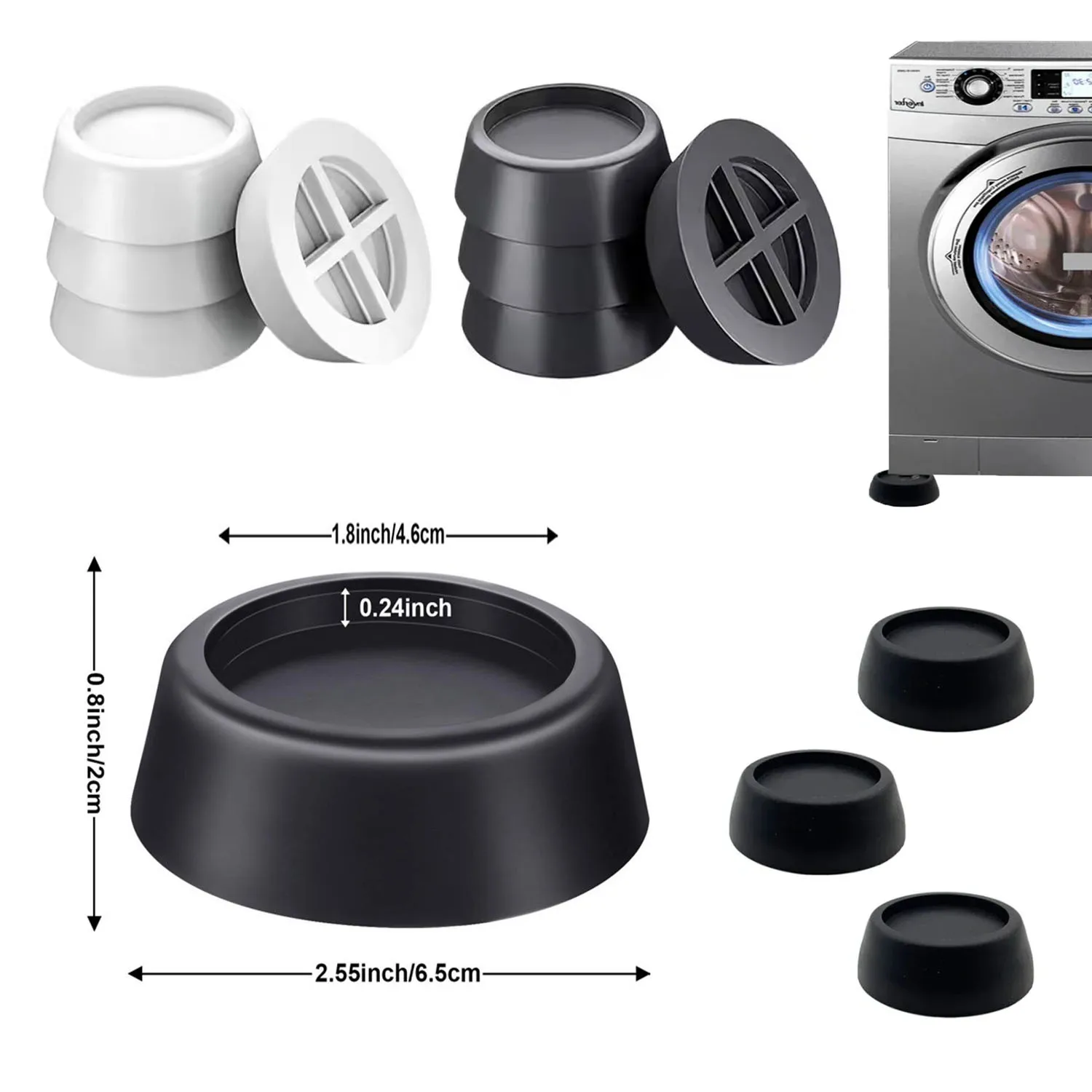 4/8PCS Washing Machine Anti Vibration Pads, Universal Fit for Refrigerator Dryer Furniture, Anti-Slip Rubber Feet