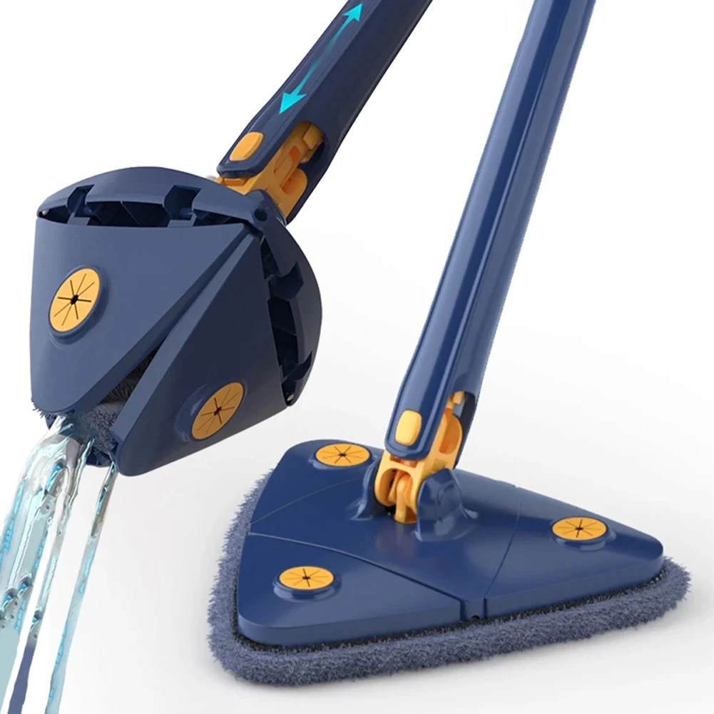 Mop triangolare Mop per la pulizia delle finestre regolabile a 360 gradi manico in microfibra da 1.3m Kit per la pulizia delle finestre della parete del tergicristallo autoavvolgente
