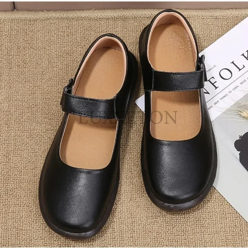 Genuine Leather Women Nurse Shoes with Soft Soles and Comfortable Small White Shoes for Women Flat Bottomed Medical Work Shoe