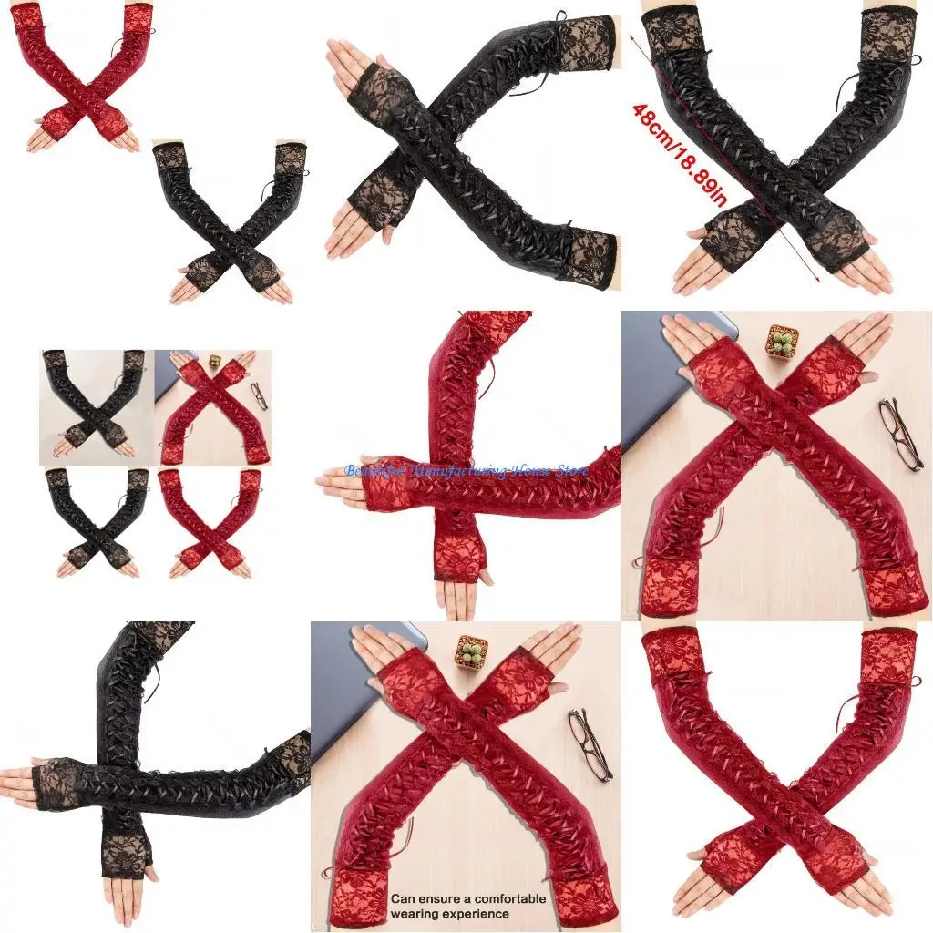 E56A قفازات نسائية 1920s قفازات نصف اصبع لزي الزفاف لعشرينيات القرن العشرين #1