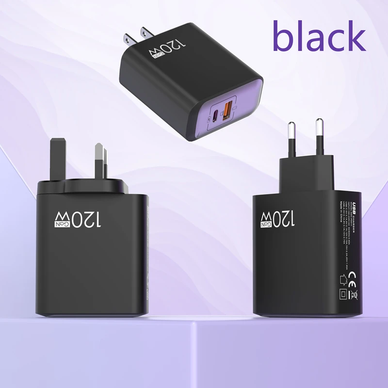 

Зарядное устройство GAN 120 Вт A + C, стандарт ЕС/США/Великобритании, полнопротоковая головка для быстрой зарядки для мобильных телефонов Xiaomi Huawei iPhone, адаптер зарядного устройства