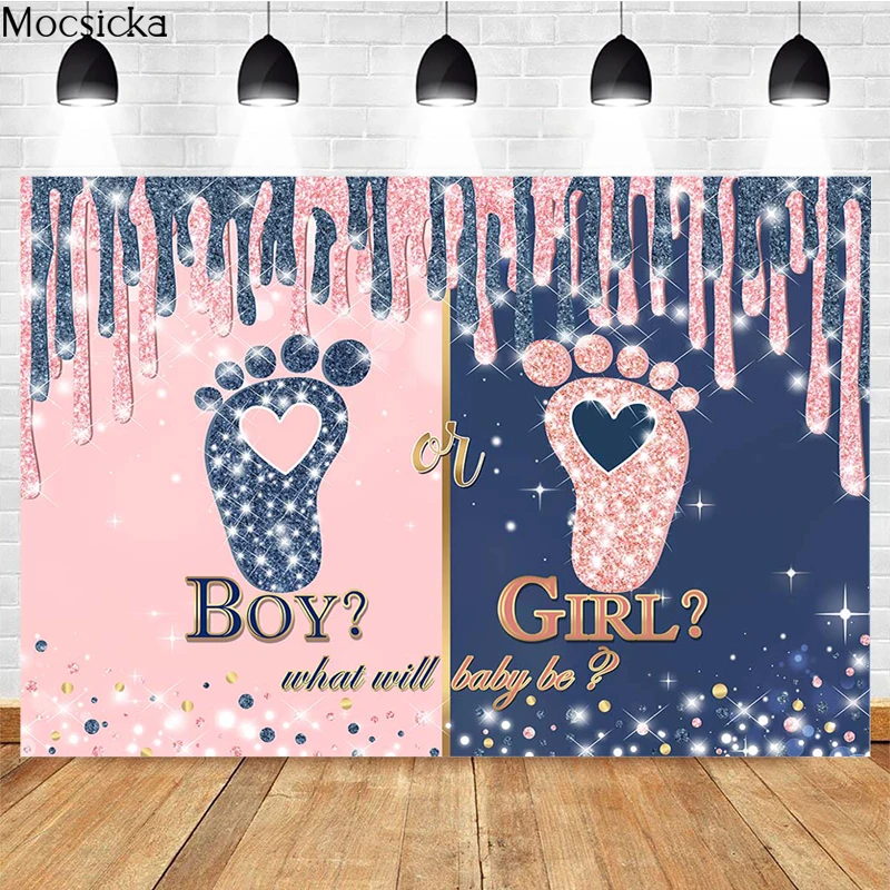 Mocsicka Gender Reveal Photography Backdrops Newborn Shower  Wallpaper Foot Decoration Boys Girls  Backgrounds