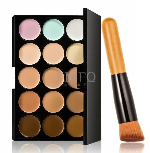 Freeship 15 colori Concealer Contouring Makeup Kit water puff super combination BRUSH Make up Set Pro Palette brush spugna Puff