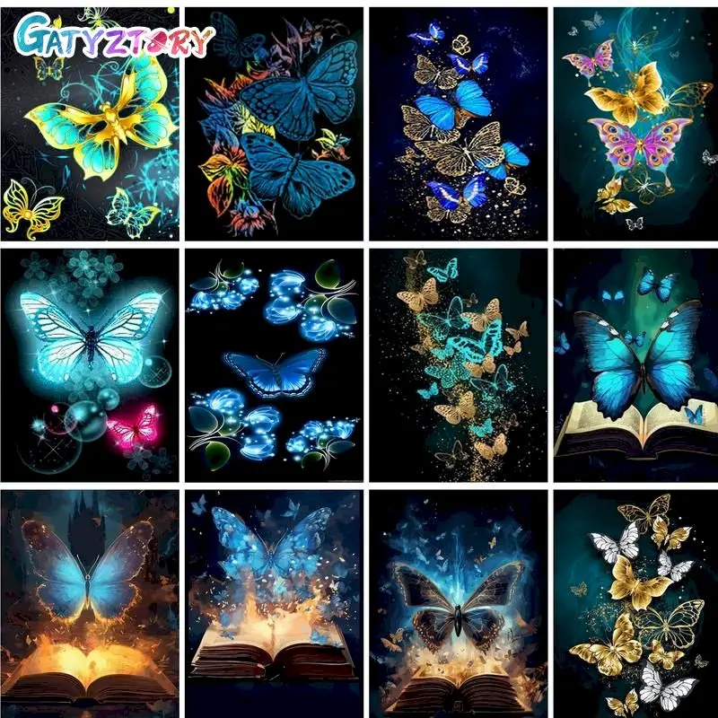 

GATYZTORY Frame Painting By Numbers Unique Gift For Adult Butterflies Animals Coloring By Numbers Wall Decors Canvas Painting