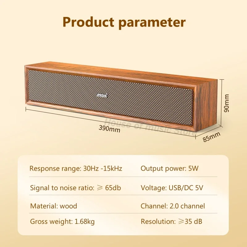 

Высокое качество звука, деревянный громкоговоритель в стиле ретро, беспроводные Bluetooth компьютерные колонки 2,0, стереозвук, длинный динамик для домашнего кинотеатра