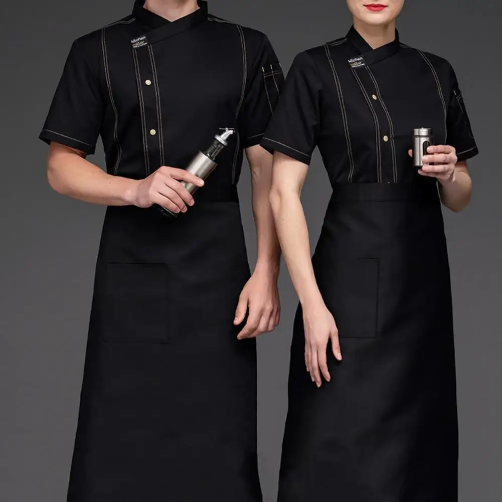 2025 Ropa de trabajo de Chef de manga corta para hombres y mujeres, ligera, transpirable, restaurante occidental, panadería, cocina, ropa de Chef
