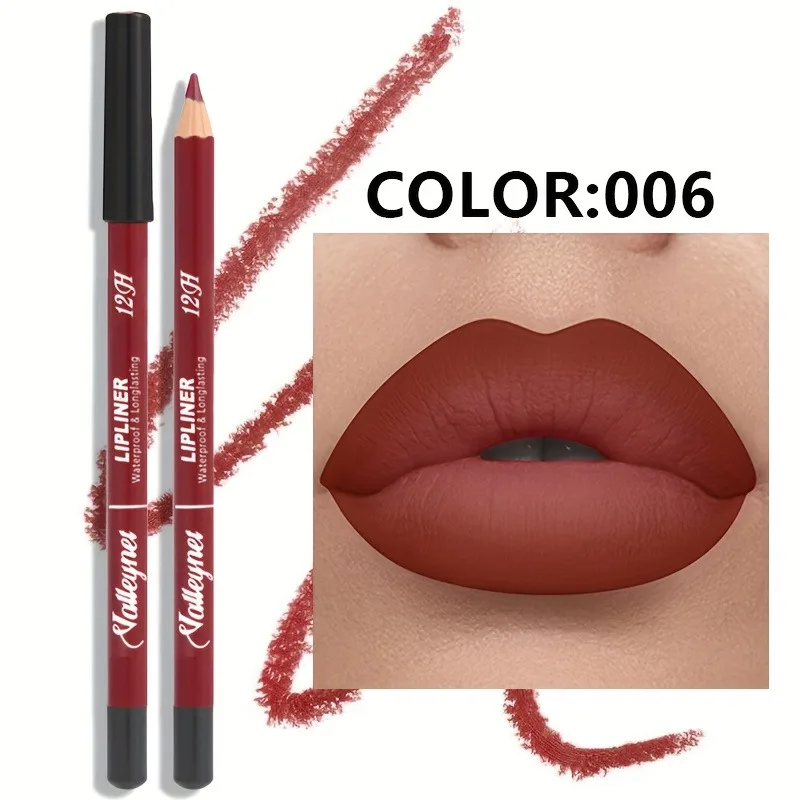 6 Color Velvet Matte Lip Liner Set - Long-Lasting Versatile Shades Longlasting Lip Makeup Berry, Brown, Pink Lip Pencil