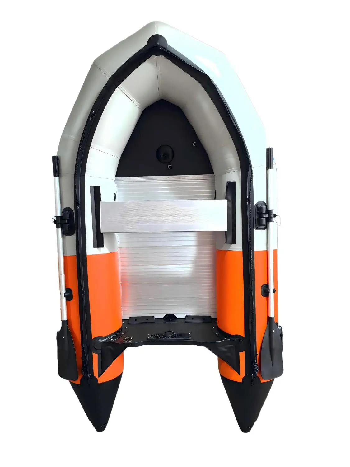 -For 2.3m 0.9mm PVC Inflatable Boat 2-Person Fishing Dinghy with Aluminum Floor for Lake River Leisure^