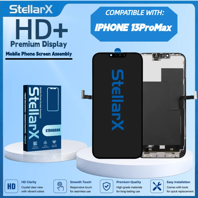 StellarX HD+ High Resolution Display Screen Replacement for iPhone13Pro Max Full Display Assembly Repair Parts with free tools