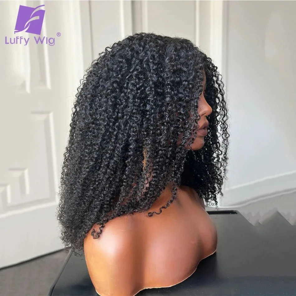 200Density V Shape Wig Kinky Curly Glueless Human Afro Hair Short Curly V Part Wig No Leave Out Upgrade U Part Wigs For Women