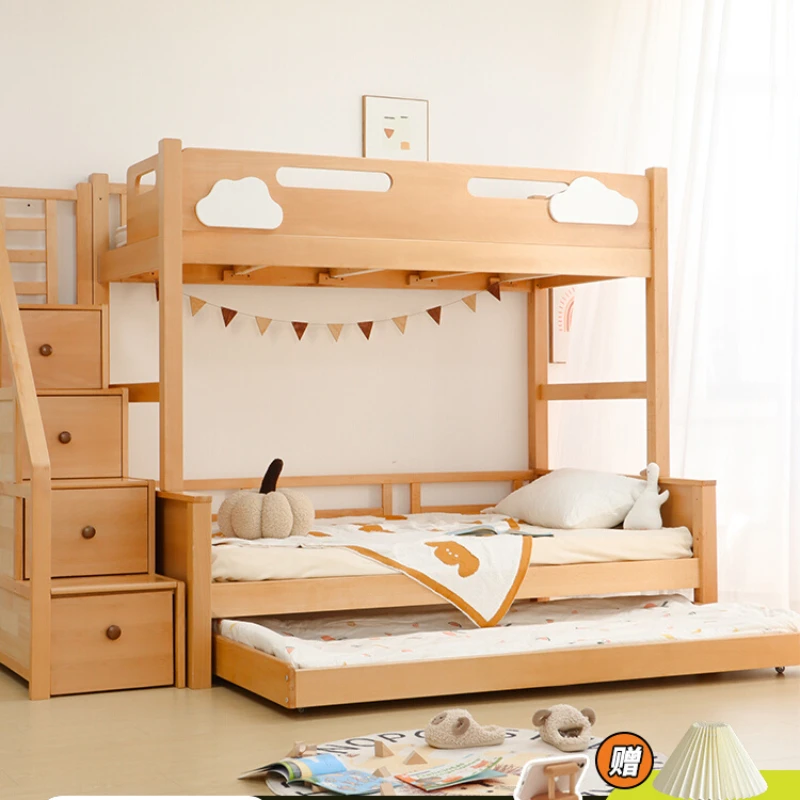 

Xiao Qiao's Made Wood Beech Full Solid Wood Pulling Tow Bed Bottom Pulling Bed Nanny Bed Pulley Storage Splicing Bed Stretching