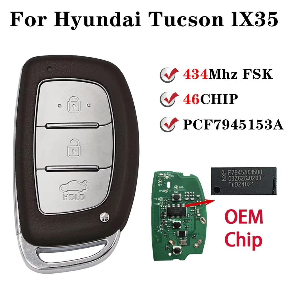 Voor 2013 2014 2015 2016 HYUNDAI IX35 Tucson 433 MHz 46 CHIP Slimme Afstandsbediening Autosleutel 3 Btns 95440-2S600 95440-2S610