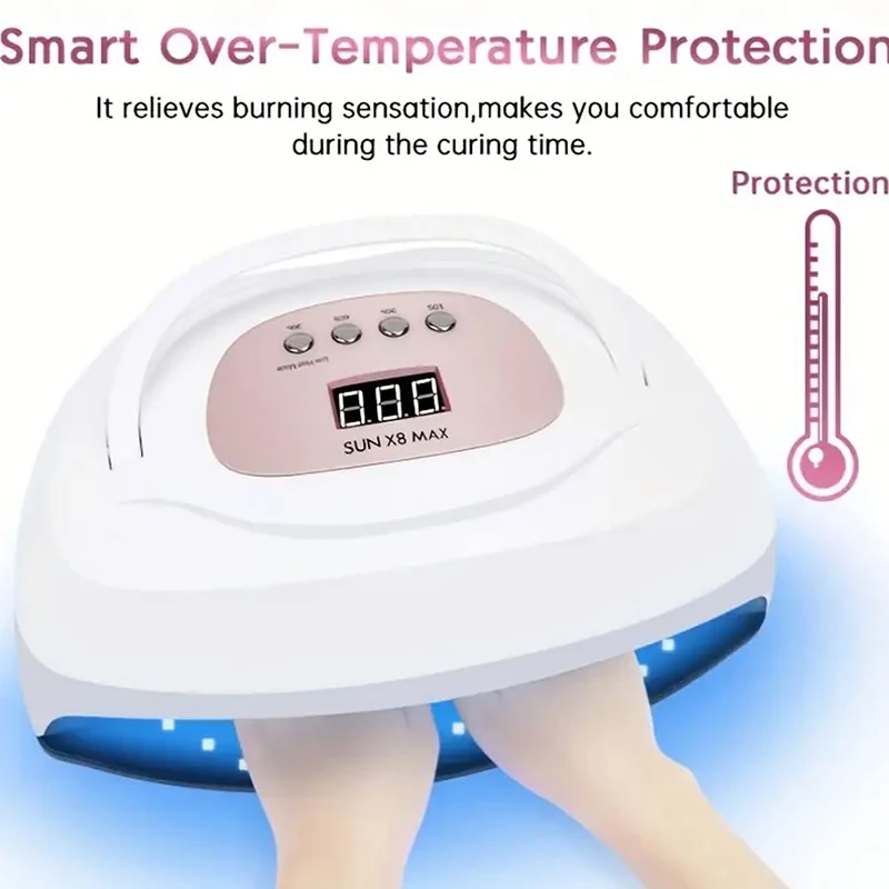 150 W krachtige dubbele UV/LED-nagellamp met slimme sensor - sneldrogend, huidveilig voor manicure en nagelkunst