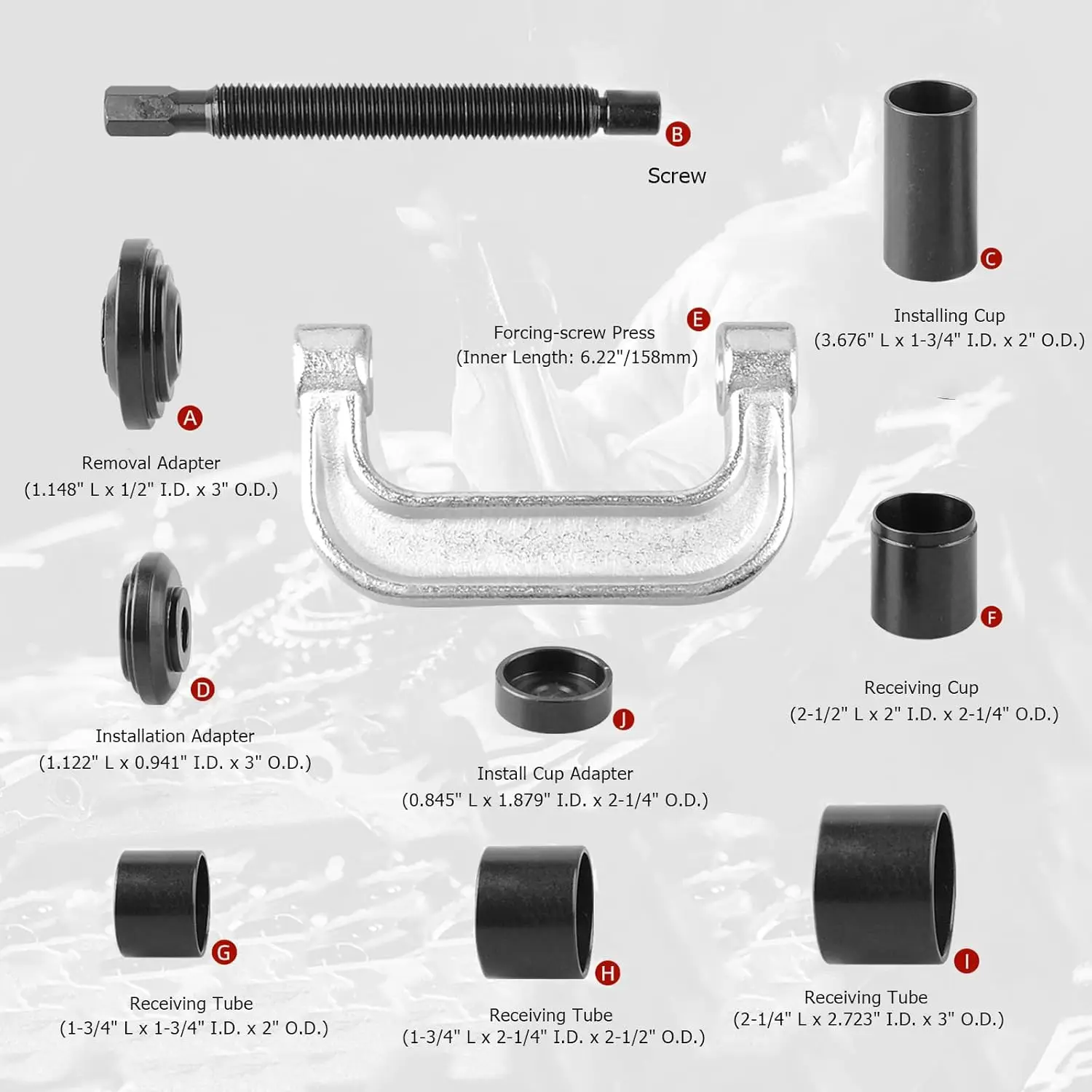 Universal Ball Joint Press & U-Joint Removal Tool Kit with 4x4 Adapters for Cars and Trucks, Includes Red Storage Case