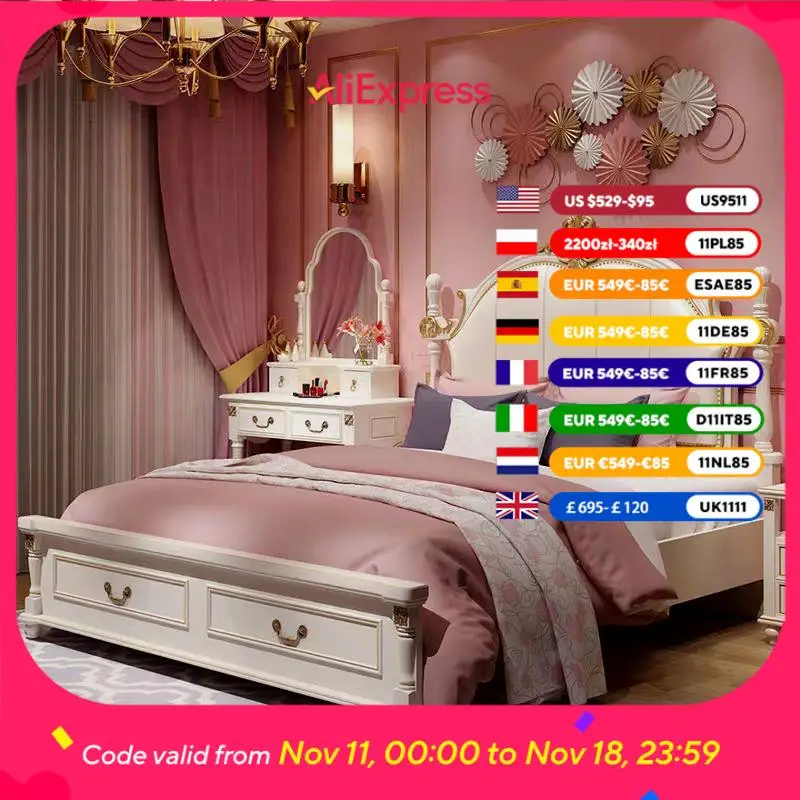 

Design Princess Girls Double Bed Kids Modern Uxury Space Saving Double Bed Children Loft Camas De Dormitorio Bedroom Furniture