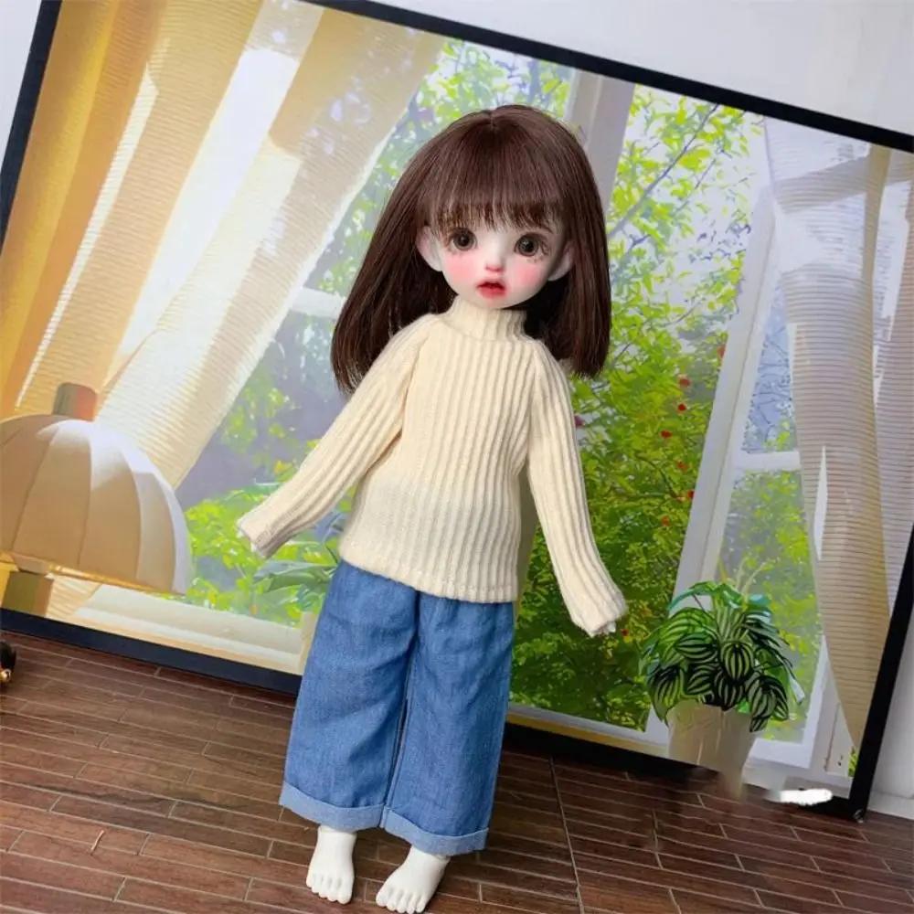 캐주얼웨어 우아한 하이 넥 셔츠 귀여운 미니 DIY 액세서리 니트 스웨터 우아한 1/4 1/6 BJD 30/45cm 인형