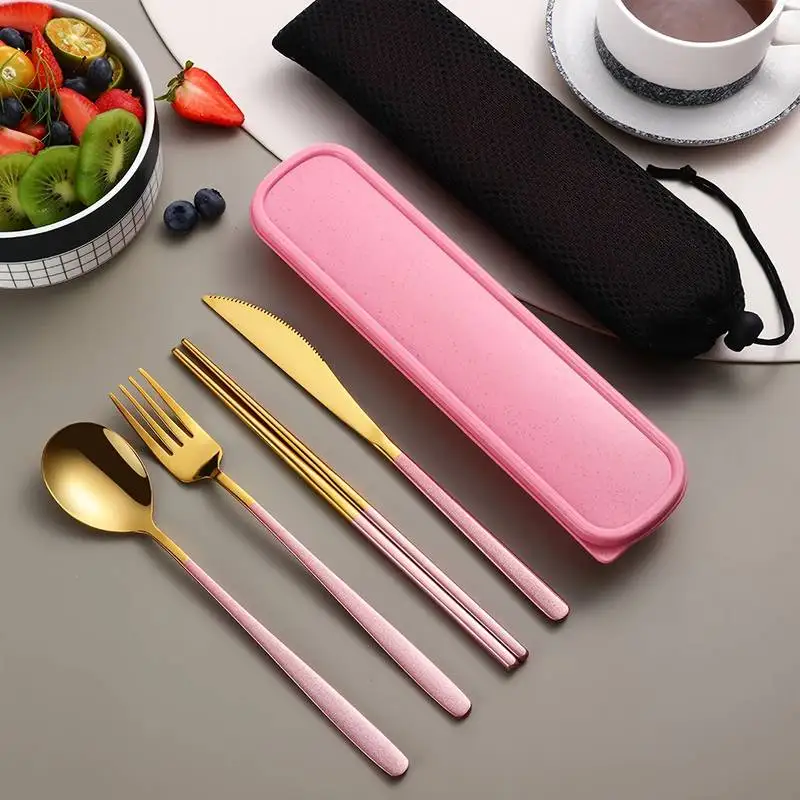 

Stainless Steel Cutlery Set With Storage Box 7 Counts Portable Tableware Set For Home Kitchen Dining Room Household Tableware
