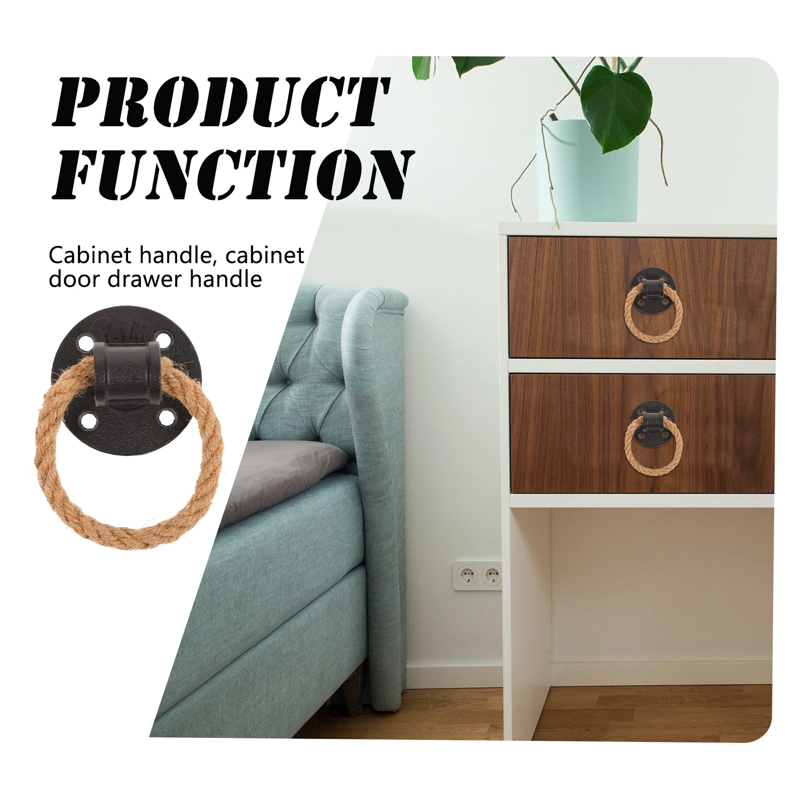 

2pcs Vintage Cupboard Knob Rope Pull Knob Cabinet Door Handle Drawer Pull Ring Rope Handle For Home Decoration