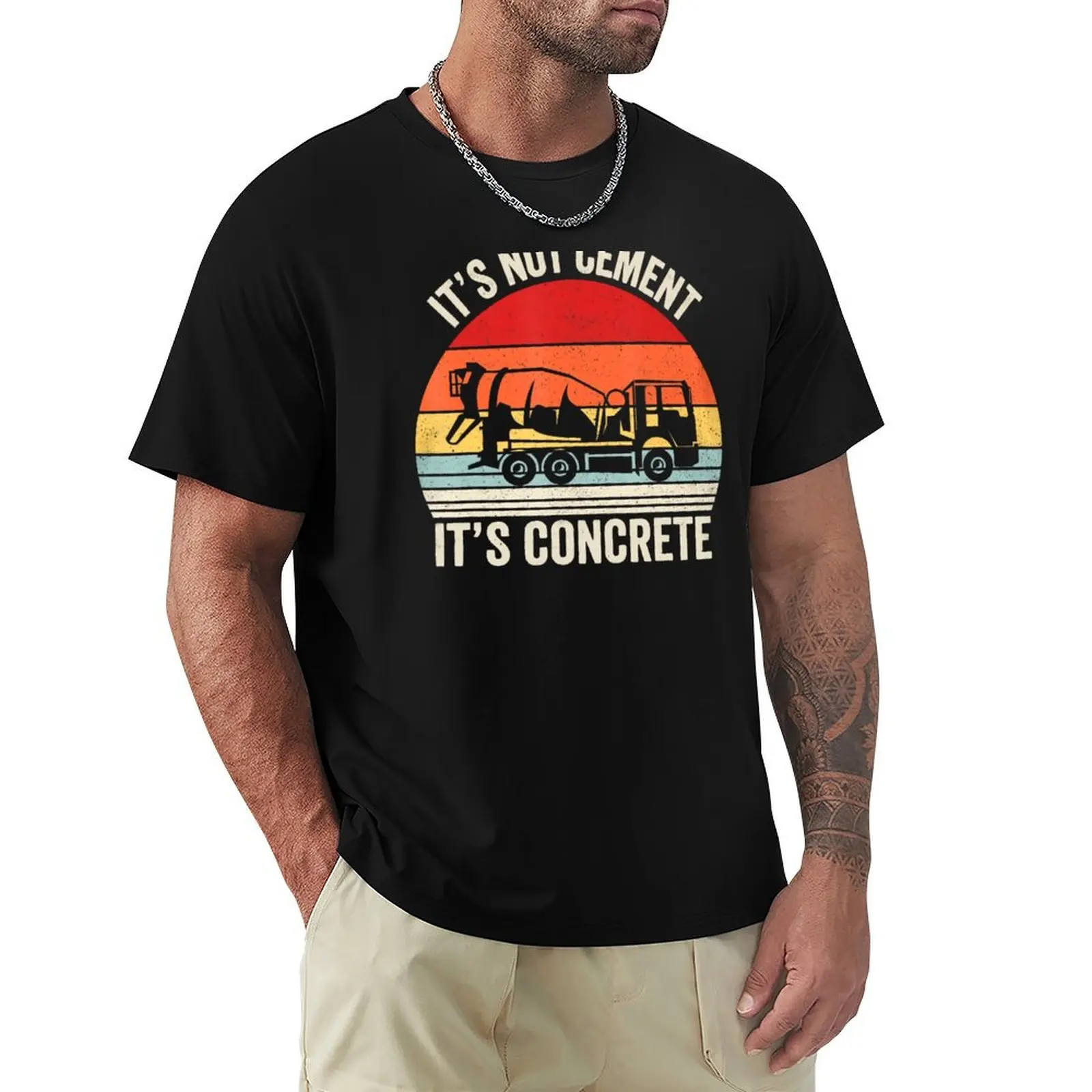 Retro It's Not Cement It's Concrete T-Shirt Simple Line Art Print Tee