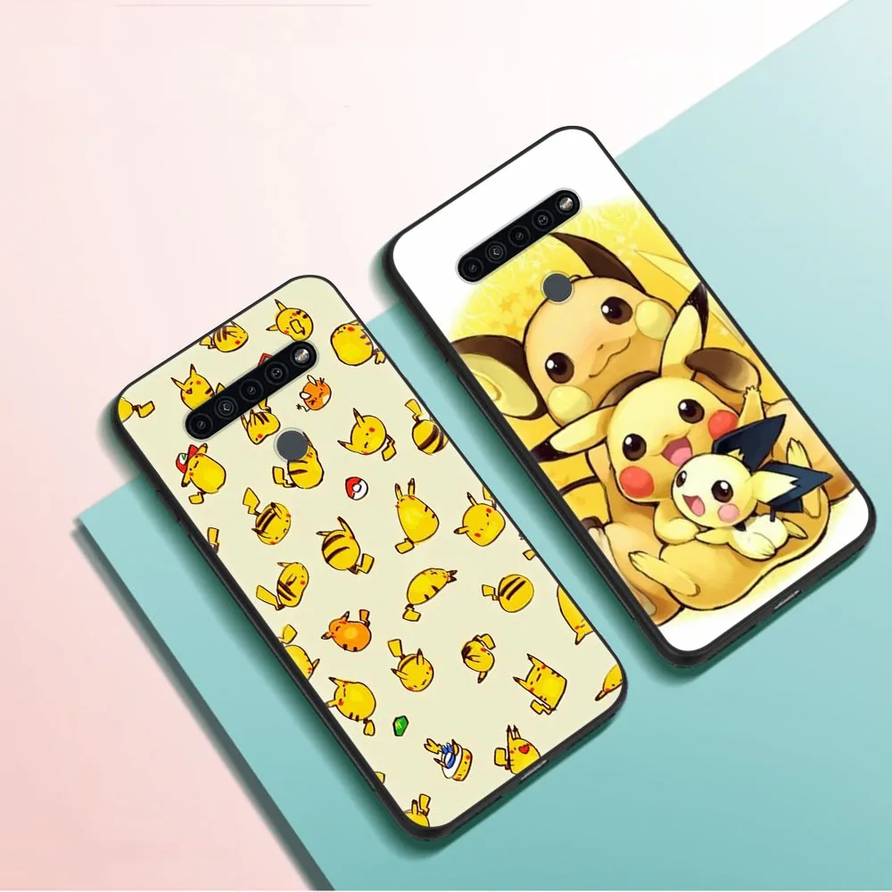 Casing pelindung hitam untuk Samsung Galaxy S21 Ultra S20 FE S10 Lite S10E Plus Pokemon Pikachu