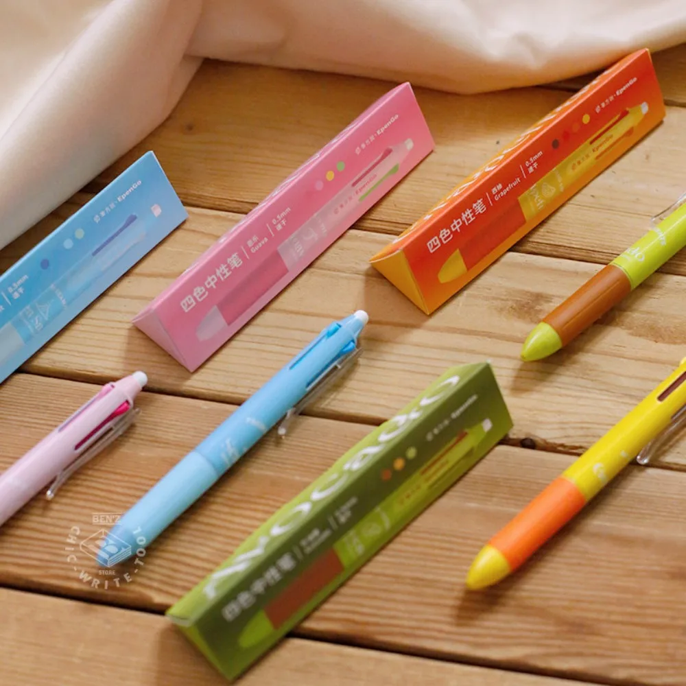 

Multicolor 4-in-1 Retractable Gel Pen 0.5mm Quick Dry Ink Cute Fruit Aesthetic Ballpoint Pen for Journaling Note Taking