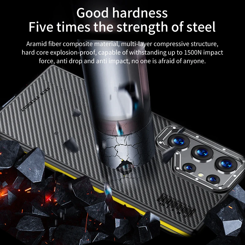 Real Kevlar Aramid Fiber Magnetic Wireless Charging Case for Samsung Galaxy S24 Ultra S24Ultra Shock Absorption Shockproof Cover
