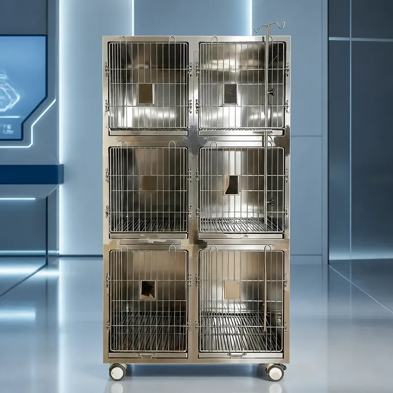 304 Stainless Steel Pet Cage for Dogs and Cats Durable Foster Kennel for Vet Clinics Pet Stores and Grooming Facilities