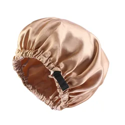 Grand Bonnet de Nuit en Satin pour Femme, Long Bonnet avec Bandeau, Bord Rond pour Cheveux