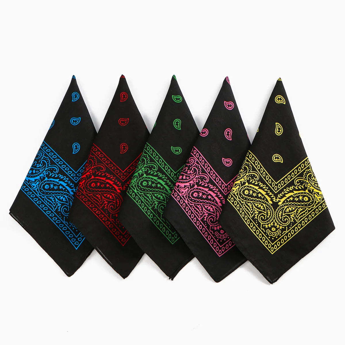 55*55 سنتيمتر امرأة مطبوعة بيزلي باندانا في الهواء الطلق Headbands سلسلة سوداء أوشحة مربعة للجنسين الشعر منديل اكسسوارات هدية