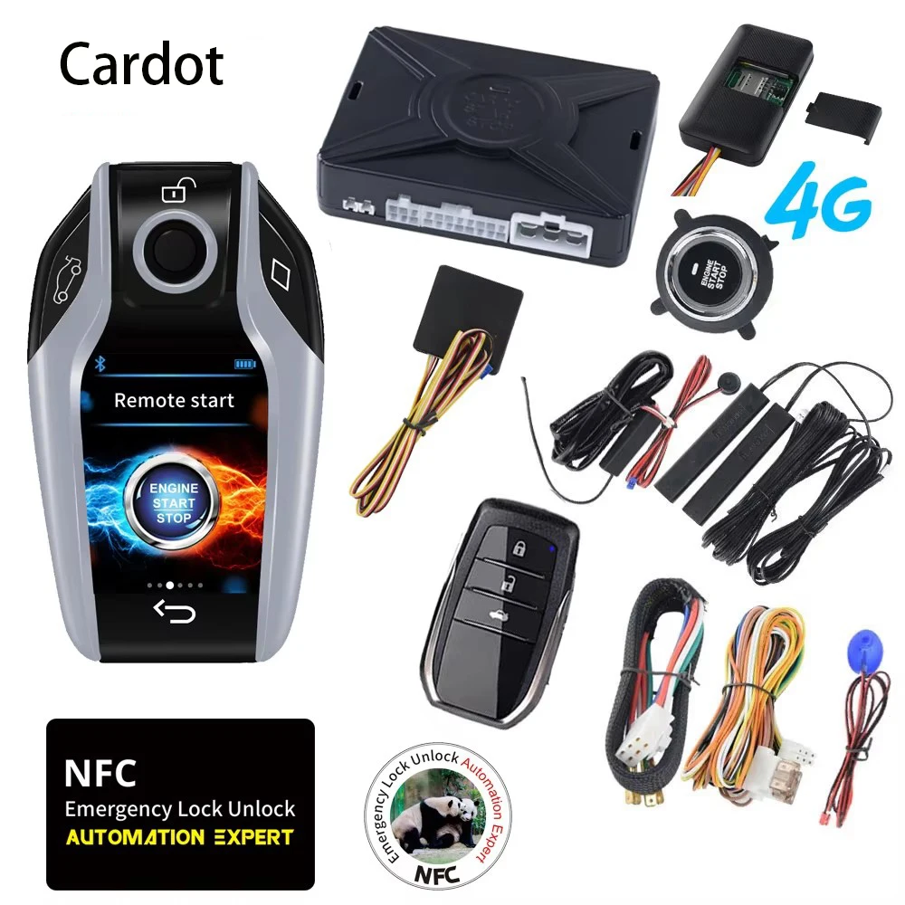 Cardot NFC LCD Key Remote tracker Locator Engine Start Smart Pke Keyless Entry Start Stop Car Alarm Remote Starter