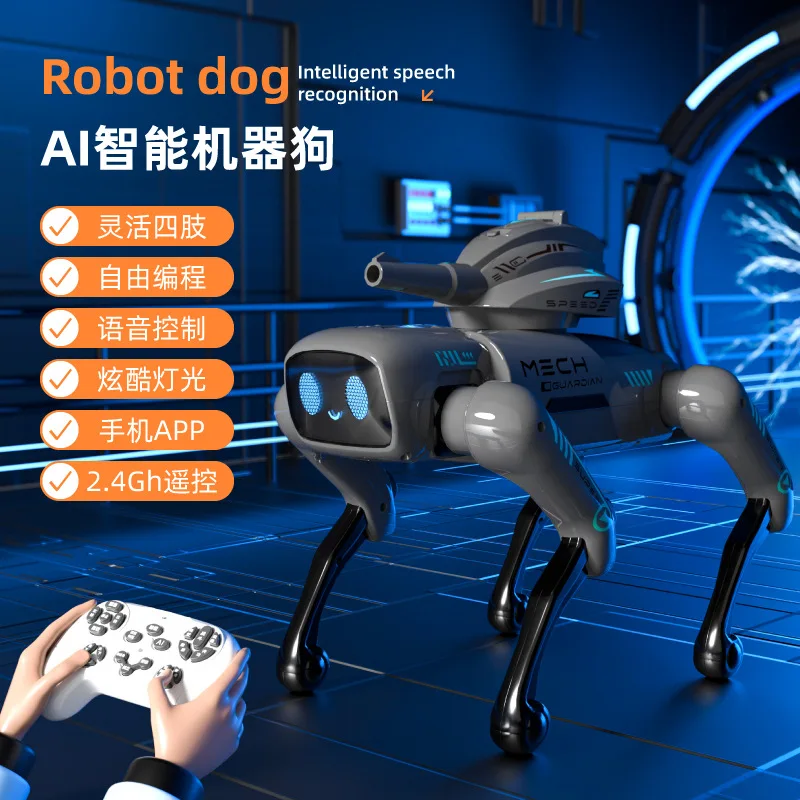 Yingjia 18013 Perro robótico inteligente RC, modelo biónico con control de voz, juguete eléctrico interactivo para niños, mudanzas y ladridos realistas