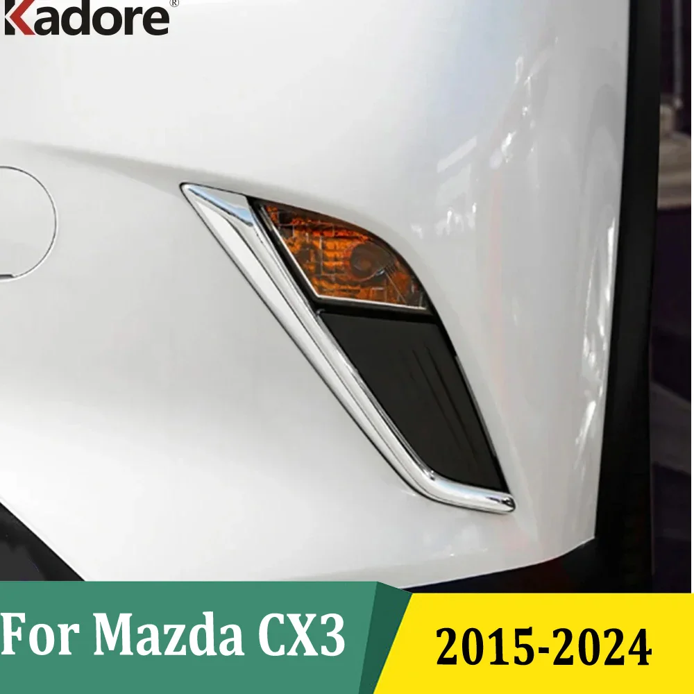 

Для Mazda CX3 CX-3 2015-2021 2022 2023 2024 хромированные передние противотуманные фары полоса для бровей противотуманные фары крышка век отделка автомобильные аксессуары