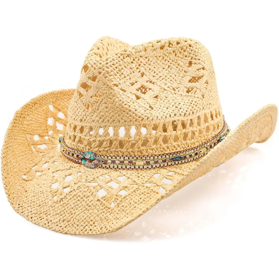 

Wide Brim Straw Cowboy Hat for Women and Men with Shapeable Design Ideal for Outdoor Events Ranch Work and Western Fashion Avai