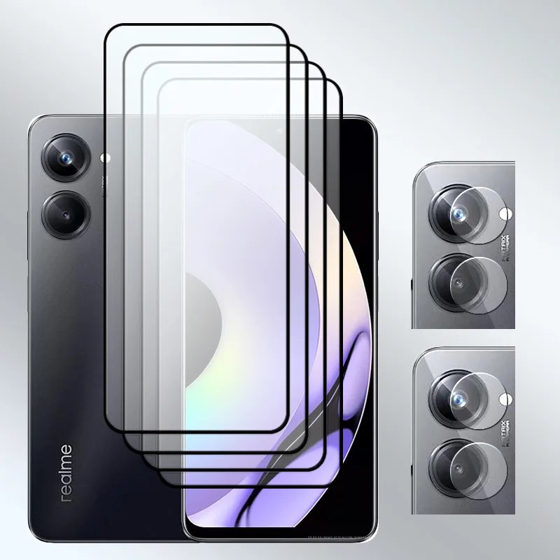 

Upgrade For Realme 10Pro Screen Protector 9H Clearly Tempered glass Anti-Scratch +For Realme 10Pro Soft fiber Lens film