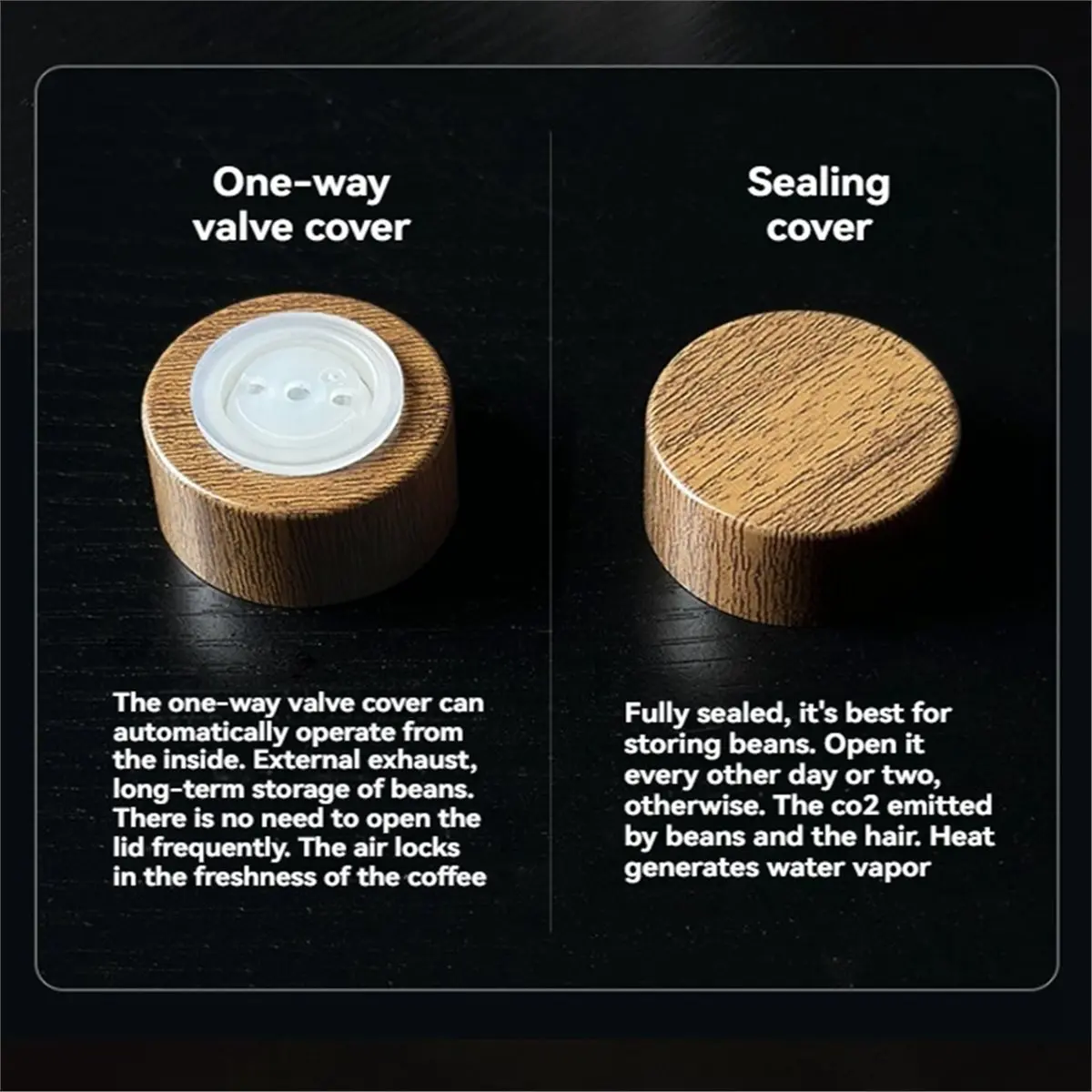 

Appliance Parts Coffee Bean Storage Jar Coffee Bean Storage Tubes Transparent Glass Single Dose with Walnut Wood Stand Lid