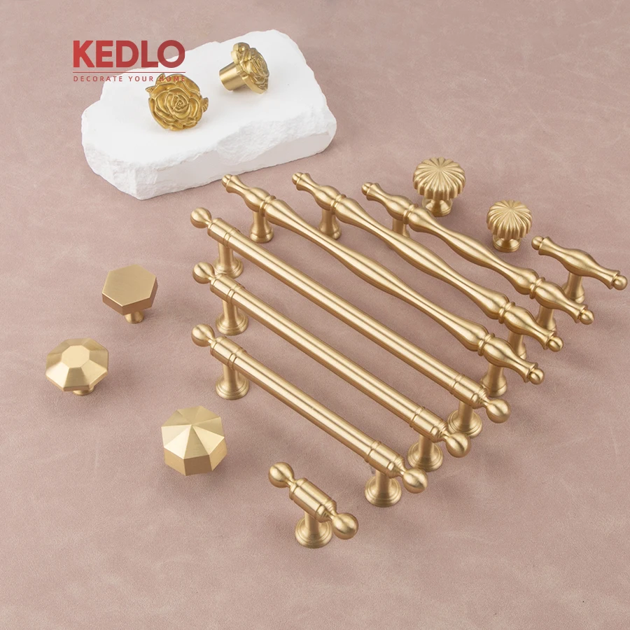 KEDLO, europäischer Stil, eleganter, massiver Messinggriff für Küchenschubladen, gebürstetes Messing. – Detail 17