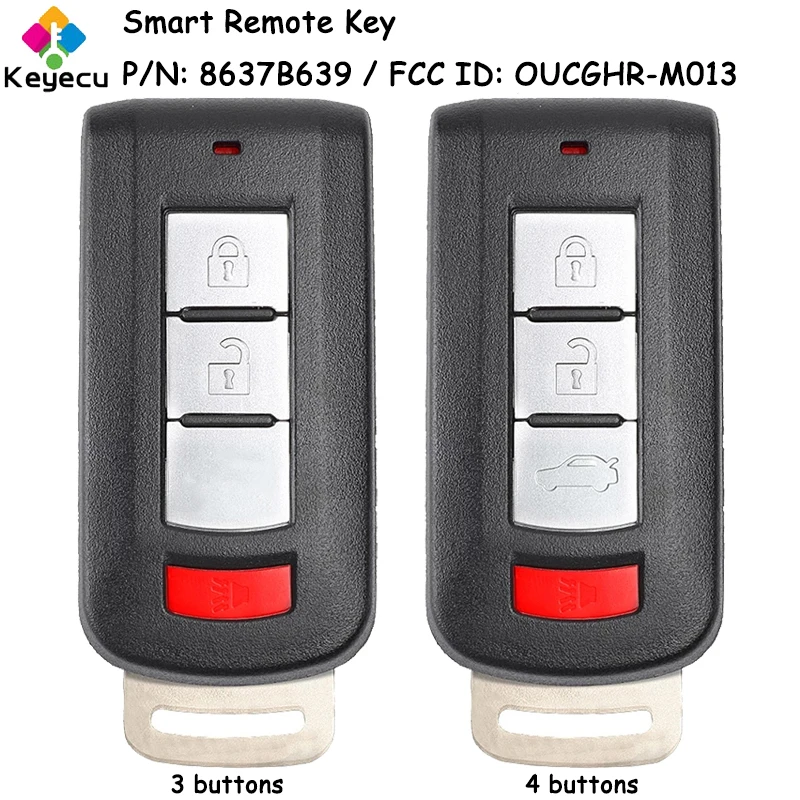 KEYECU Smart Remote Car Key With 3 4 Buttons 315MHz for Mitsubishi Eclipse Cross 2018 2019 2020 2021 2022 Fob FCC#: OUCGHR-M013