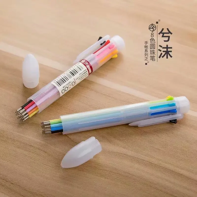 20pcs Small, Fresh And Lovely 8-color Push Ball Point Pen Multi-color Hand Account As You Wish, 8-color Signature Pen Stationery