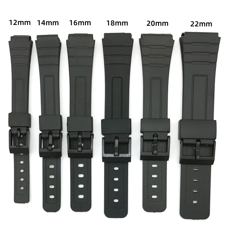 For Casio Electronic Sport Watch Strap 12 14 16 18 20 22mm Silicone Watchband SGW400 F91W F84 F105/108/A158/168 AE1200/1300