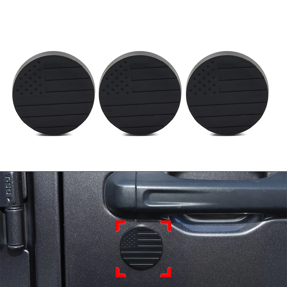 

3Pcs Car Lock Door Key Hole Socket Cover Trim Black For Jeep Wrangler TJ JK JL JLU JT