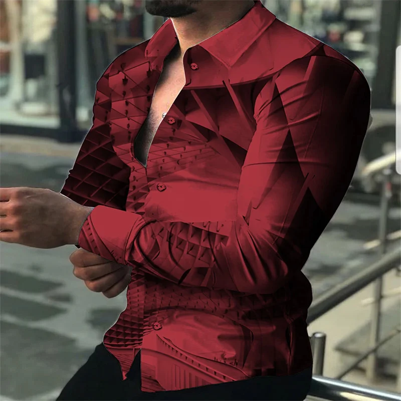 

Spring Summer Men's Long Sleeve Shirt Casual Outdoor Lapel Geometric Plaid HD Pattern 2023 New Designer Design Plus Size