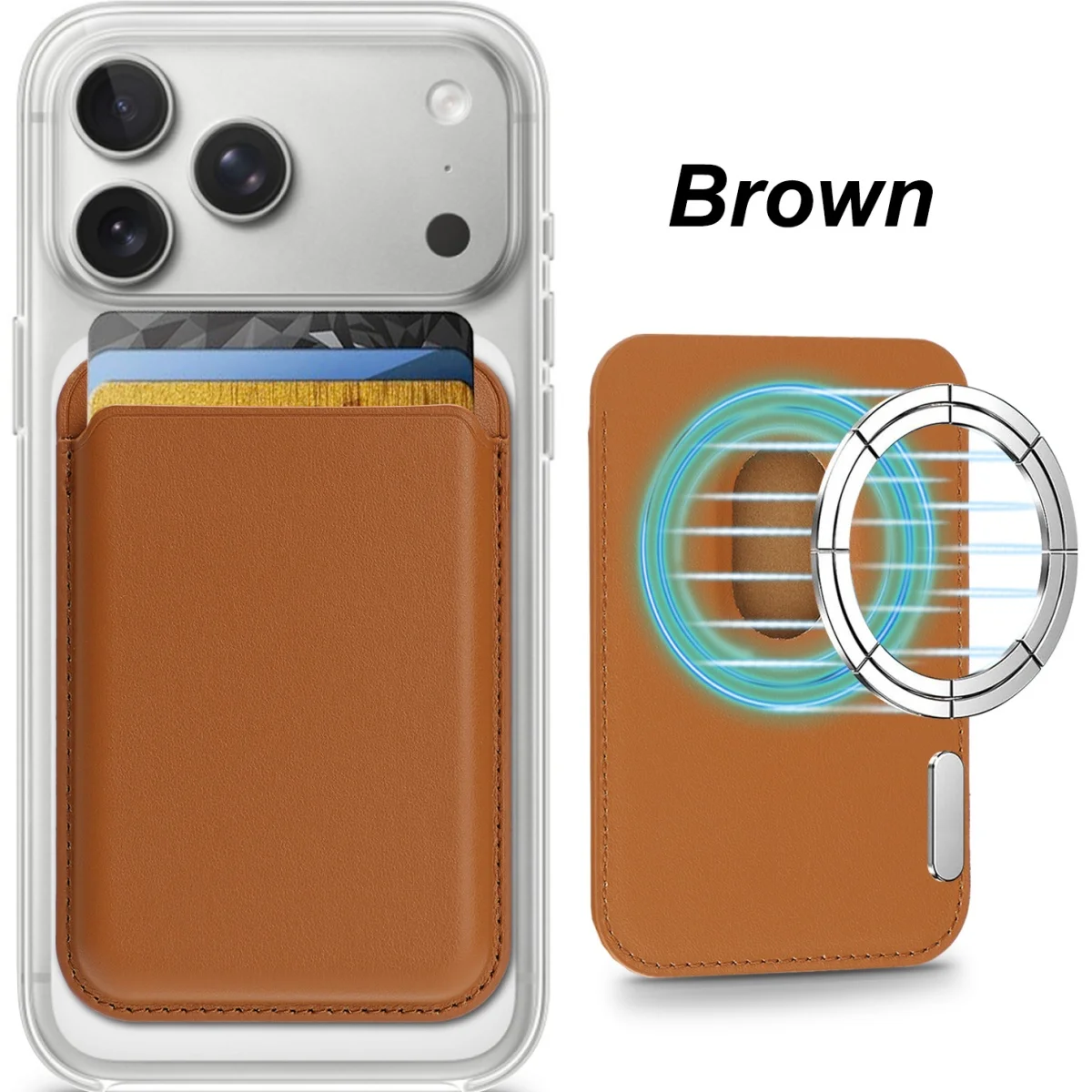 Leder-Brieftasche Kartenhalter Hülle für Mobiltelefone iPhone 18 17 16 15 14 13 12 11 Pro Max Samsung S26 S25 S24 für MagSafe-kompatibel – Detail 9